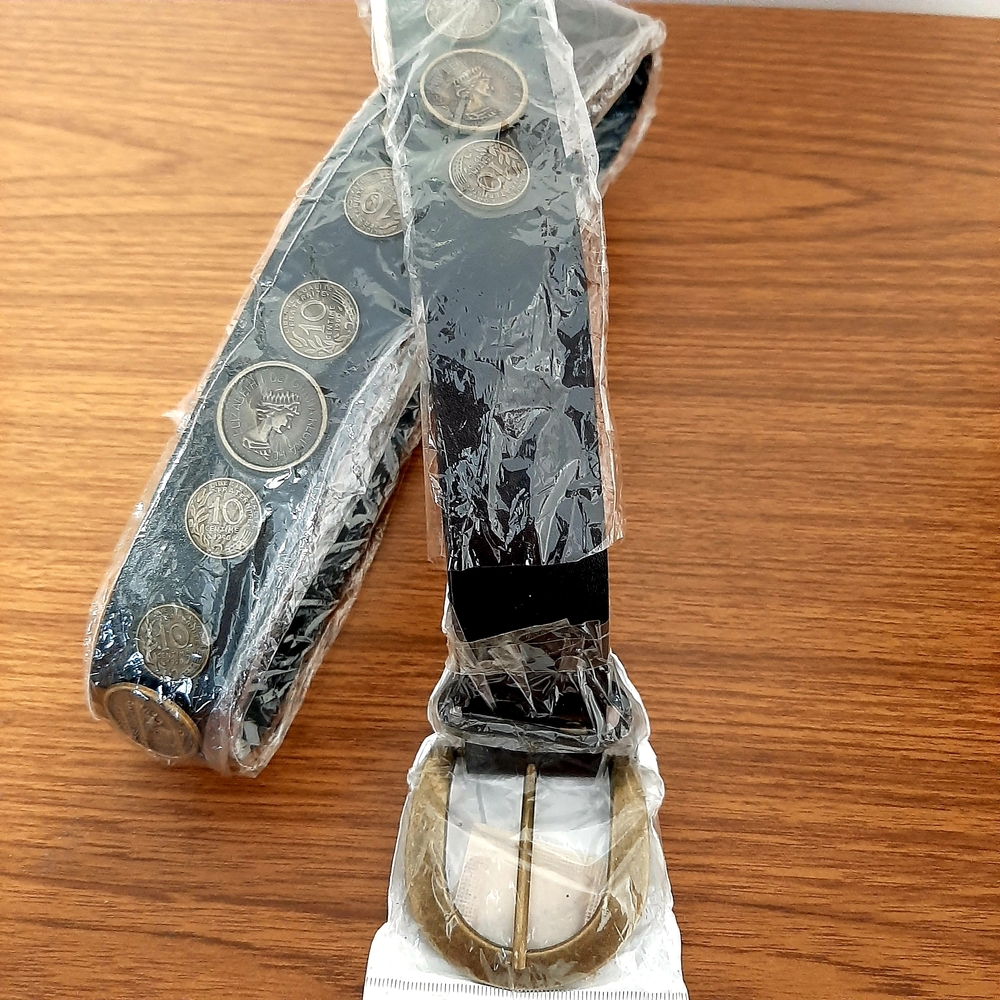 NEW Black Belt with Coin Accents